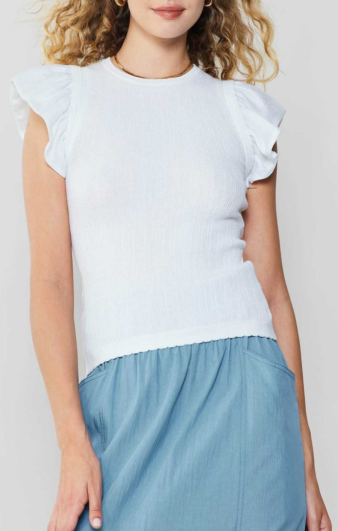 Current Air White Ruffle Sweater Top