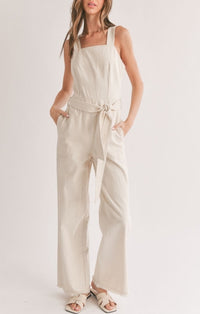 STL Oatmeal Belted Denim Overall