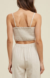Wishlist Oatmeal Twisted Front Cropped Cami