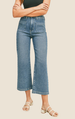 JBD Medium Denim Patch Pocket Wide Leg Jeans
