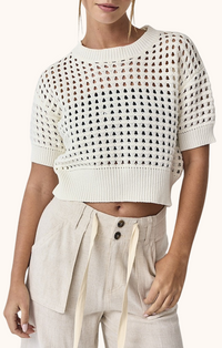 Papermoon White Crochet Short Sleeve Top