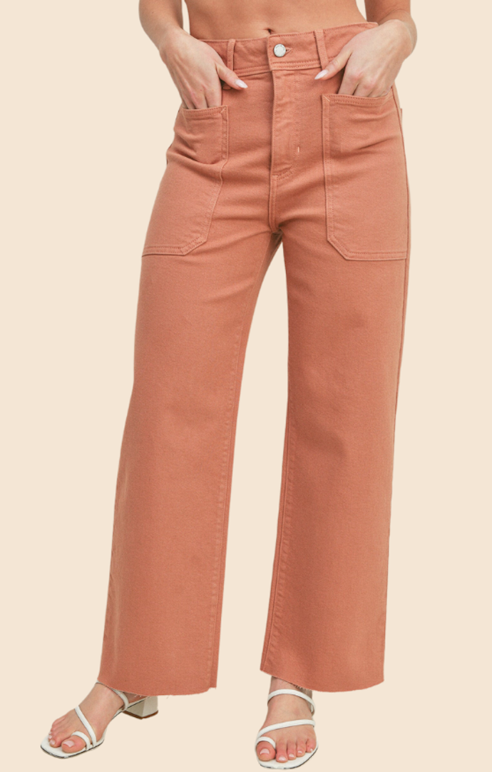 Terracotta wide leg clearance trousers