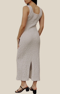 Mod Ref Beige Sleeveless Textured Midi Dress 