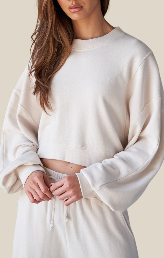 Cream top cropped sweatshirt