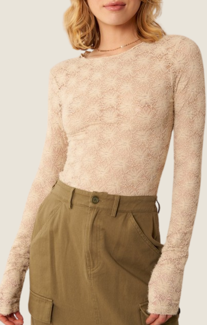 beige mesh top