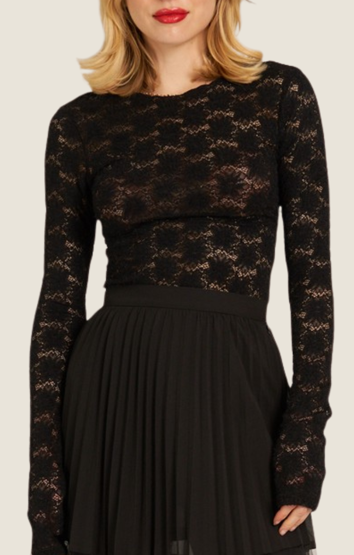 Black lace mesh top shop