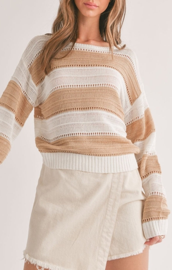 Sofie The Label Taupe/Off White Striped Sweater