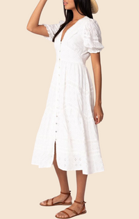 Lovestitch White Button Down Midi Dress