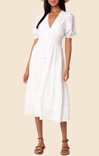 Lovestitch White Button Down Midi Dress