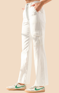 Papermoon Ivory Contrasting Stitch Cargo Pants