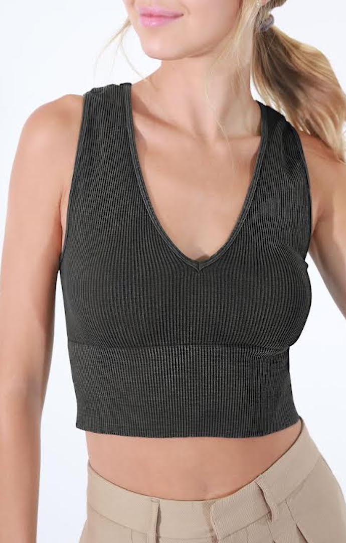 Nikibiki Vintage Black Plunge V-Neck Crop Top