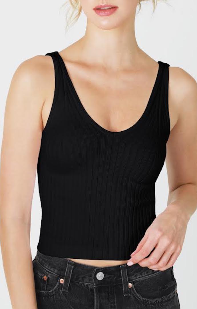 Nikibiki Black Wide Ribbed Tank Top