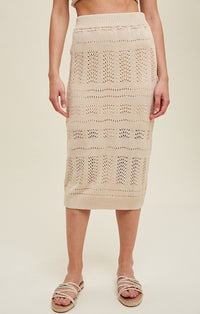 WishList Natural Crochet Midi Skirt