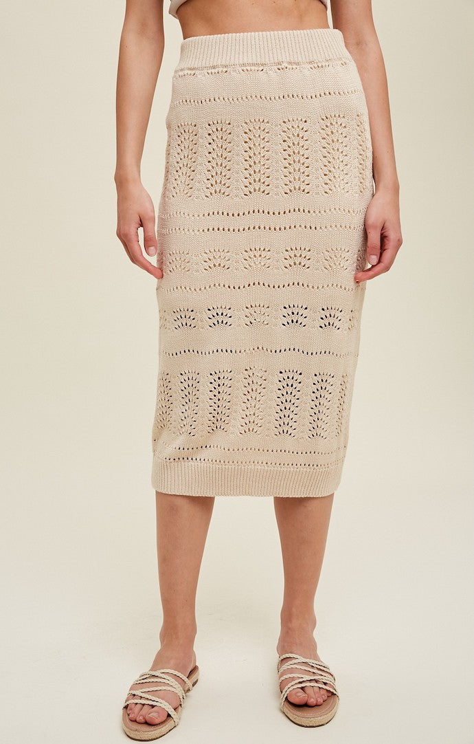 WishList Natural Crochet Midi Skirt