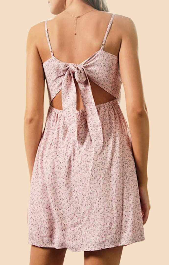 Dress Forum Dusty Pink Tie-Back Mini Dress