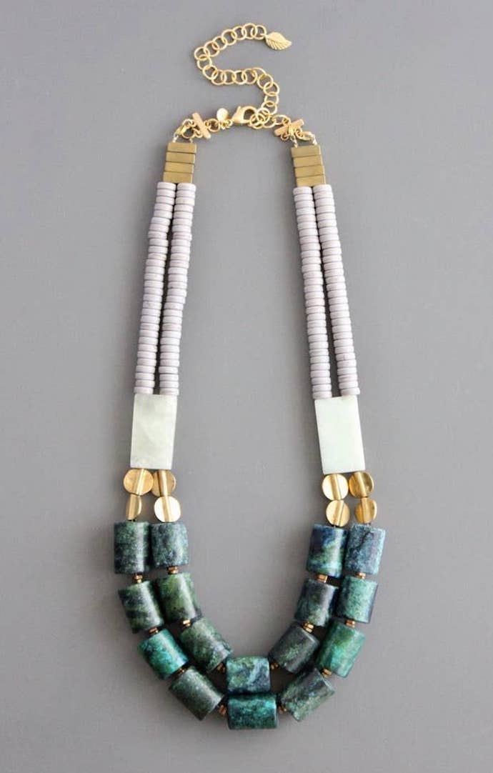 David Aubrey Green And Gray Stone Necklace
