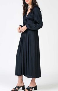 Current Air Pleated Detail Long Sleeve Maxi Dress
