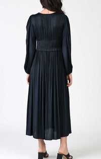Current Air Pleated Detail Long Sleeve Maxi Dress
