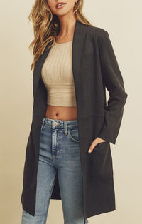 Dress Forum Black Textured Long Coat