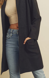 Dress Forum Black Textured Long Coat