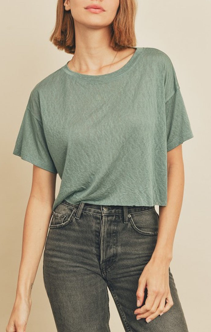 Dress Forum Dusty Teal Cropped Tee 