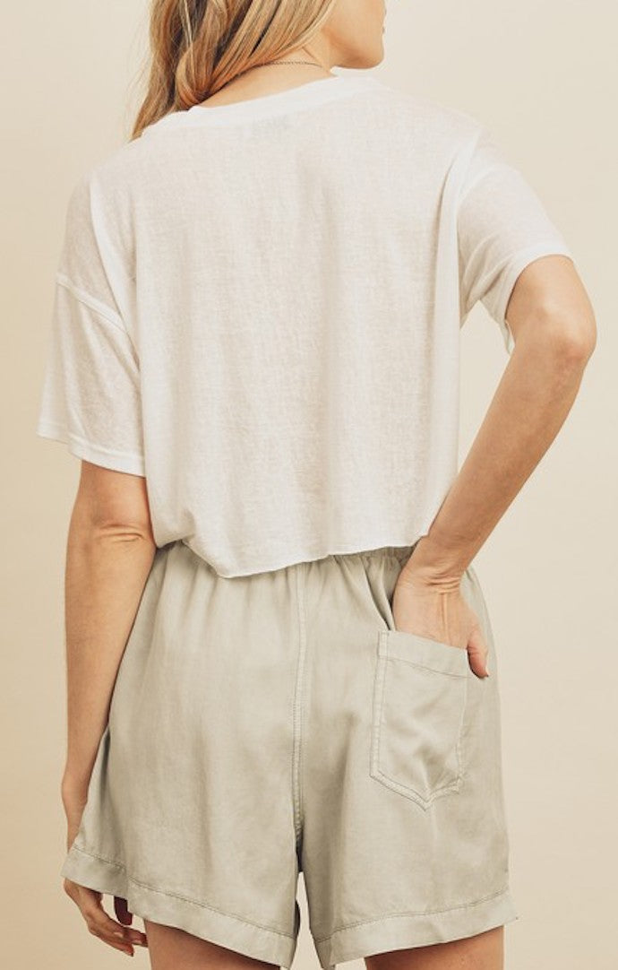 Dress Forum Ivory Short Sleeve Cropped Tee