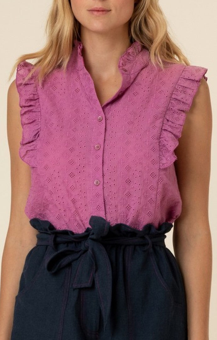 FRNCH Violet Eyelet Blouse