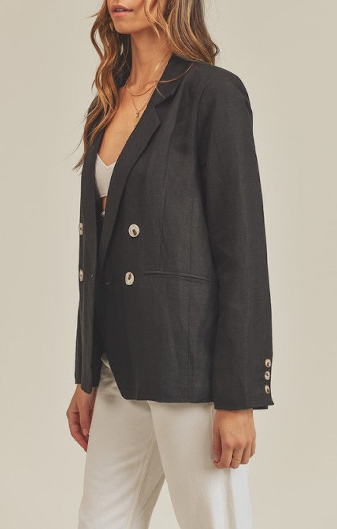 Mable Black Linen Jacket