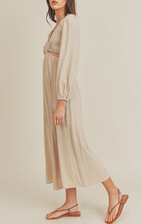 Mable Taupe Smocked Top Wide Leg Jumpsuit 