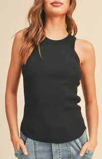 Rebel Black Ribbed Tank Top