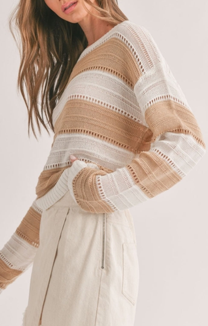 Sofie The Label Taupe/Off White Striped Sweater