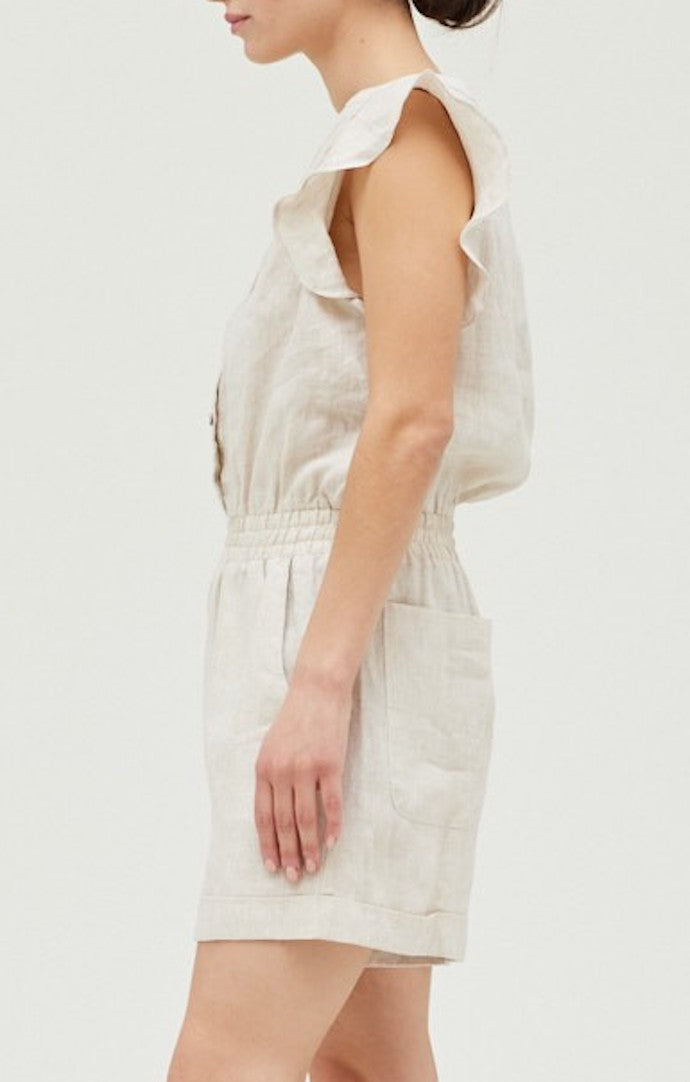 Terra Beige Linen Romper