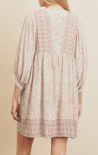 Dress Forum Natural And Lavender Babydoll Mini Dress