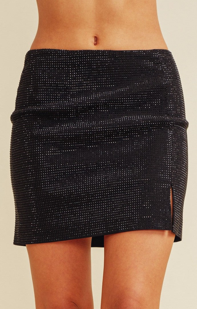 Cloud Ten Black Studded Mini Skirt 