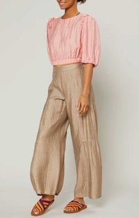 Current Air Dusty Sand Tiered Wide Leg Pants