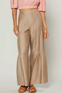 Current Air Dusty Sand Tiered Wide Leg Pants