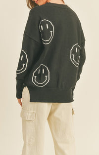 Miou Muse Black Smile Pattern Sweater