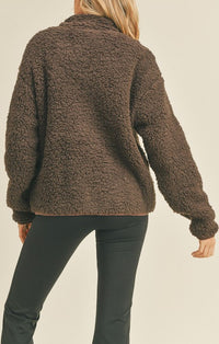 KC Espresso Brown Teddy Half Zip Sweatshirt