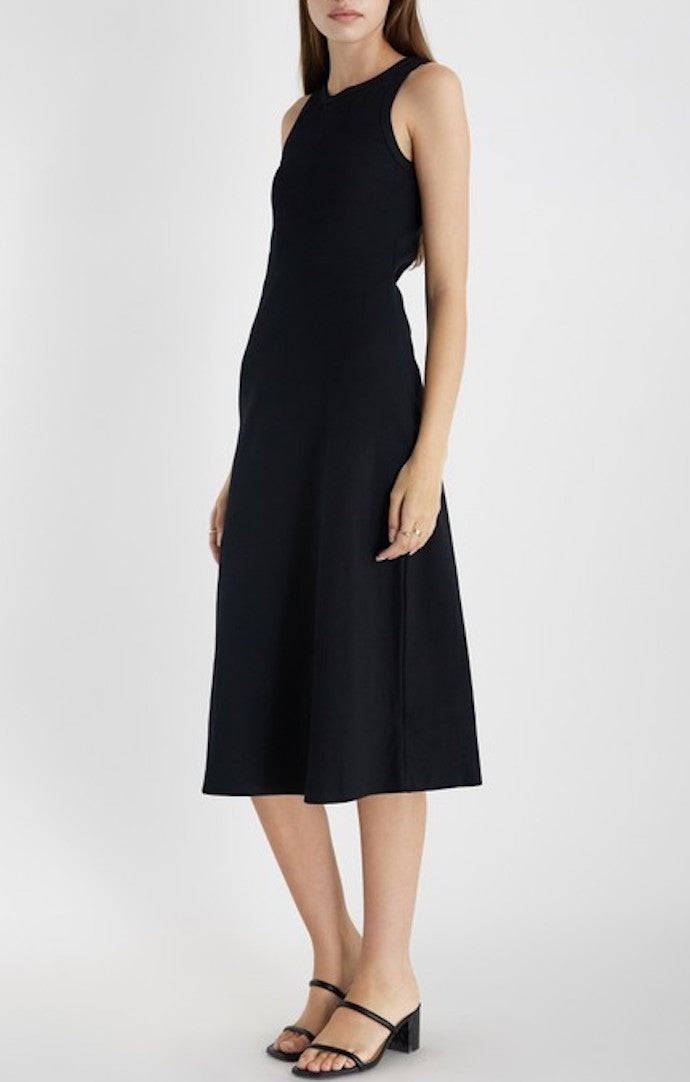 Mod Ref Black Ribbed Bodycon Midi Dress