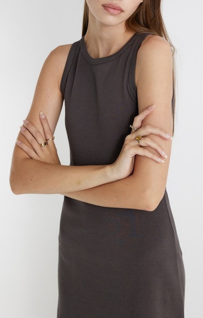 Mod Ref Charcoal Ribbed Bodycon Midi Dress