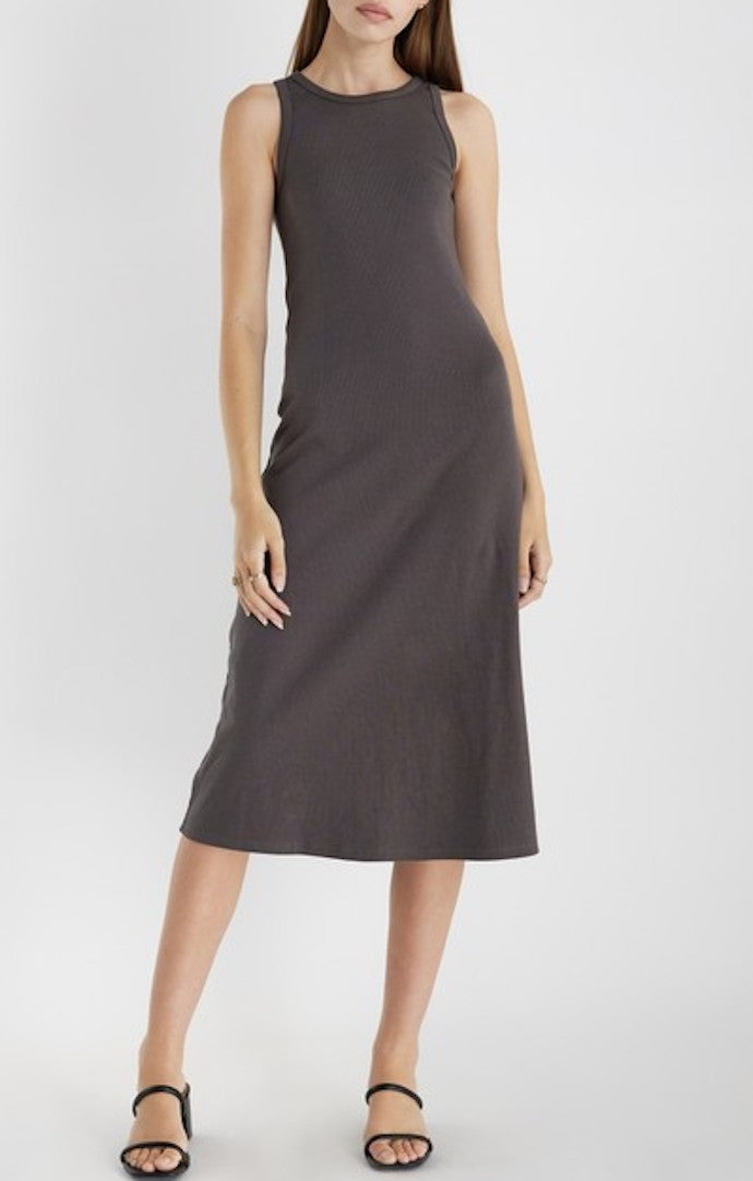 Mod Ref Charcoal Ribbed Bodycon Midi Dress
