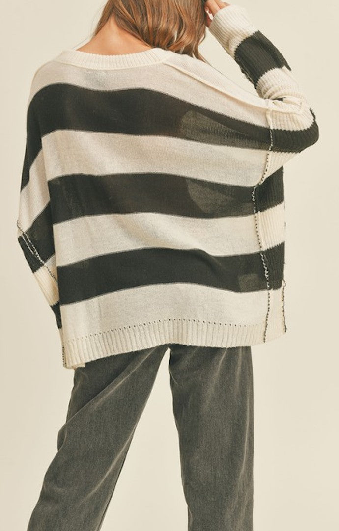 Miou Muse Black And White Wide Band Sweater