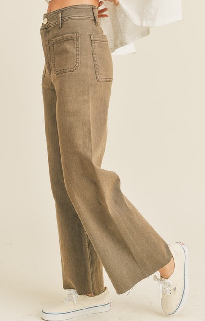 Miou Muse Washed Brown Straight Leg Pants