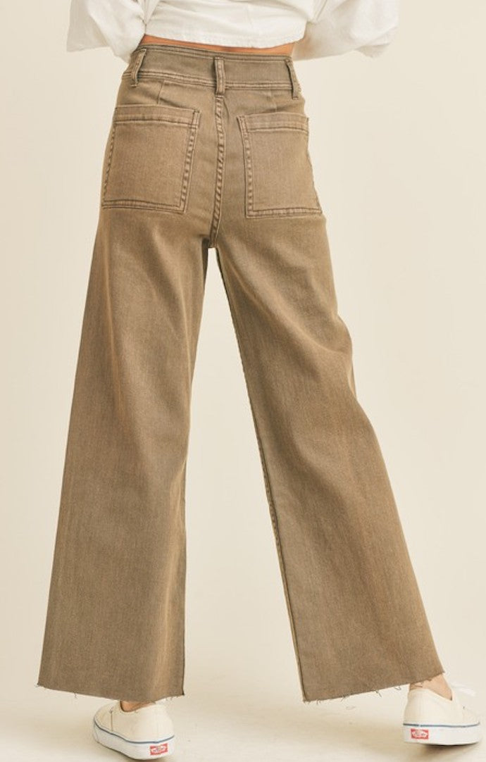 Miou Muse Washed Brown Straight Leg Pants