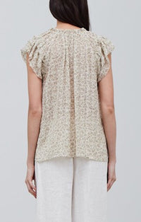 Grade and gather Ivory Printed Sheer Blouse