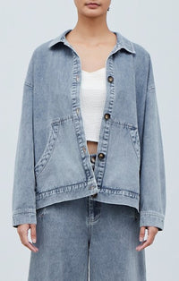 Grade & Gather Light Wash Kangaroo Denim Jacket