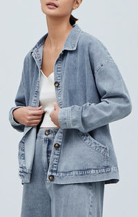 Grade & Gather Light Wash Kangaroo Denim Jacket