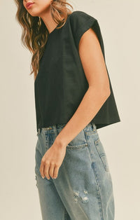 Miou Muse Black Boxy Tee