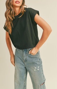 Miou Muse Black Boxy Tee