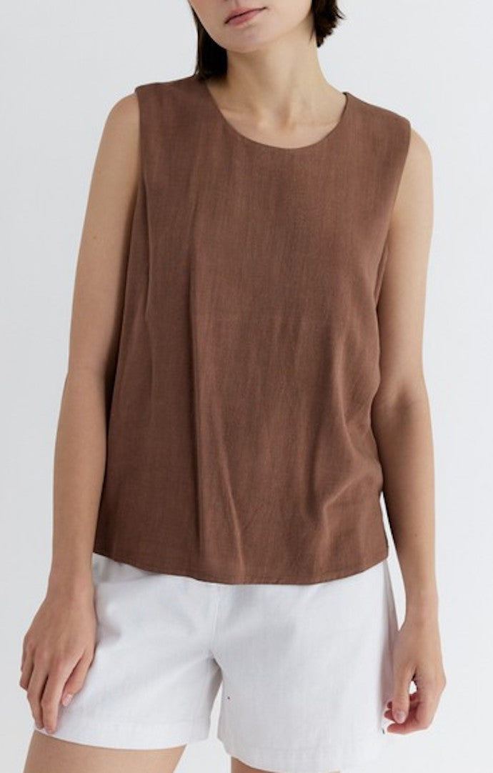 Mod Ref Brown Boxy Tank Top